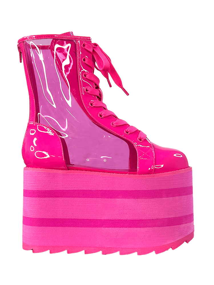 Hot pink platform boots hotsell