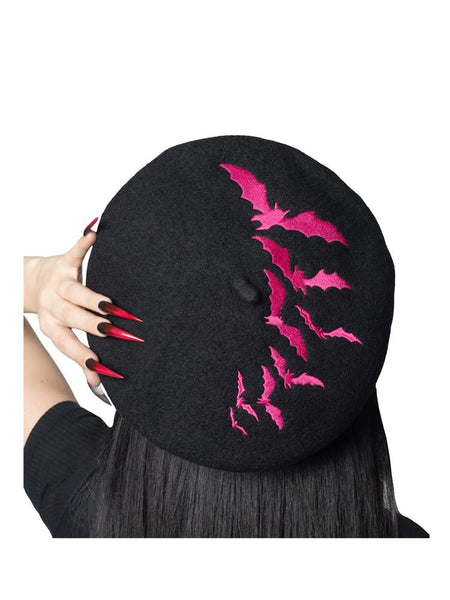 BAT BERET - BLACK/PINK