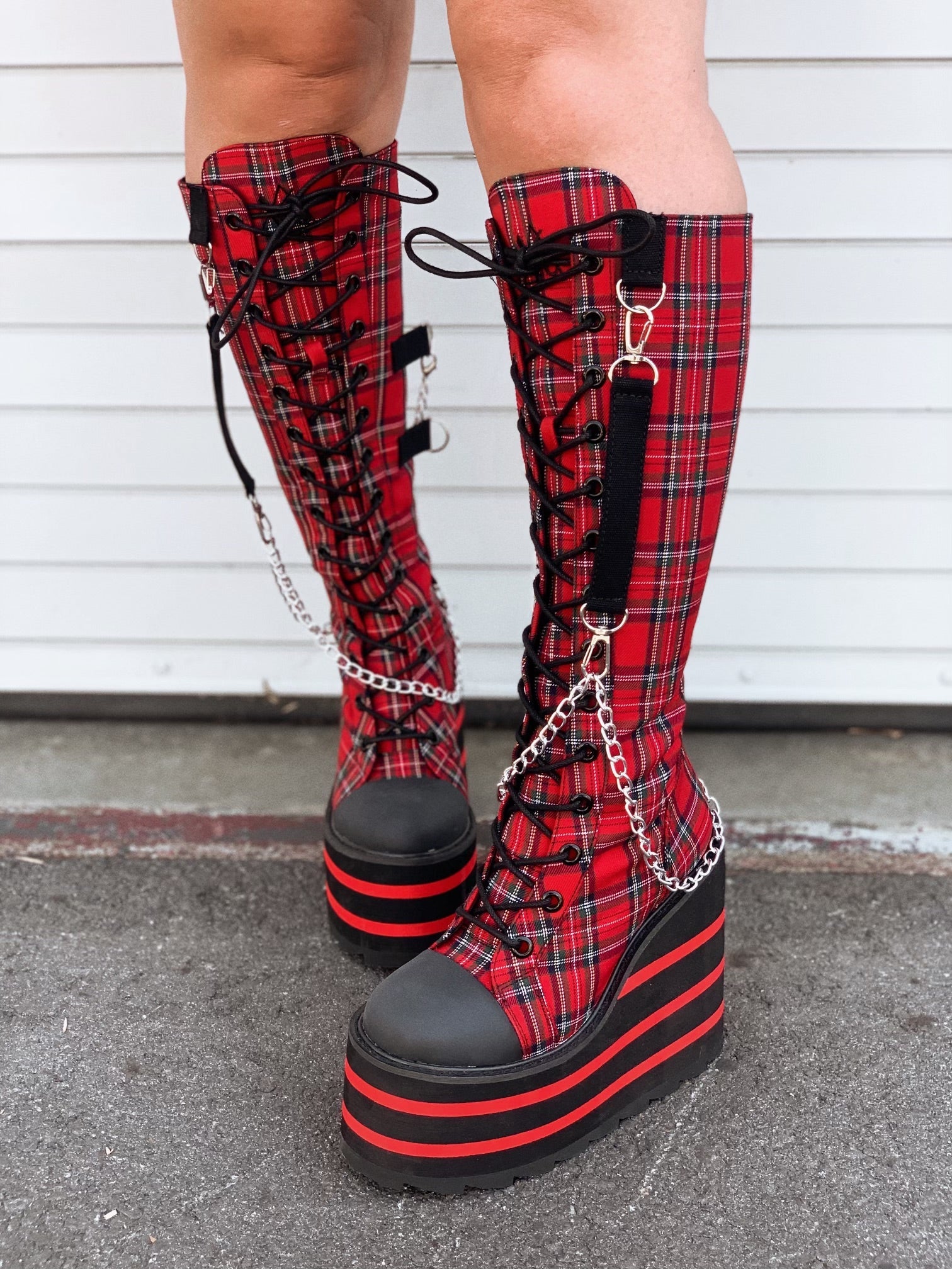 Demonia plaid boots hotsell