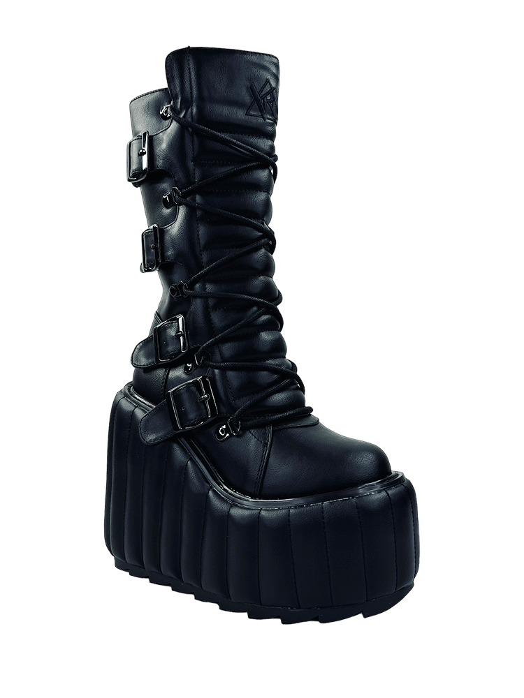 Dune Jackolantern Platform Boots in Black Orange - ShopperBoard